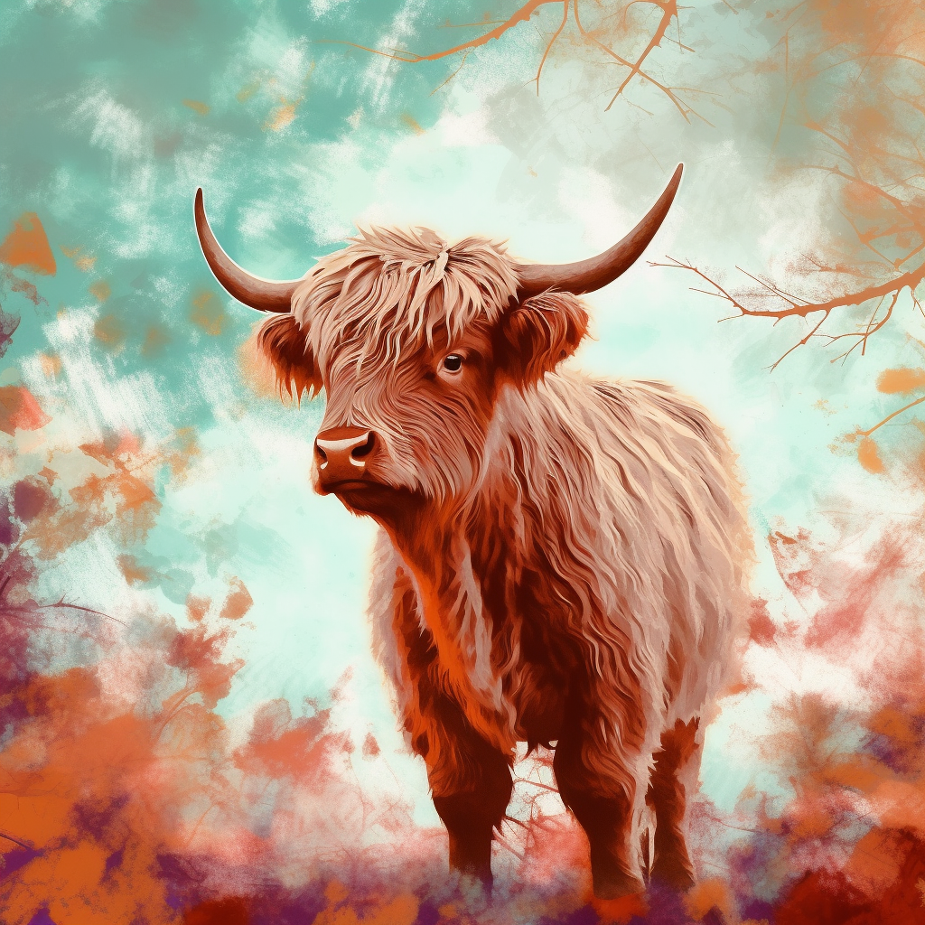 Adorable Baby Highland Cow in Watercolor