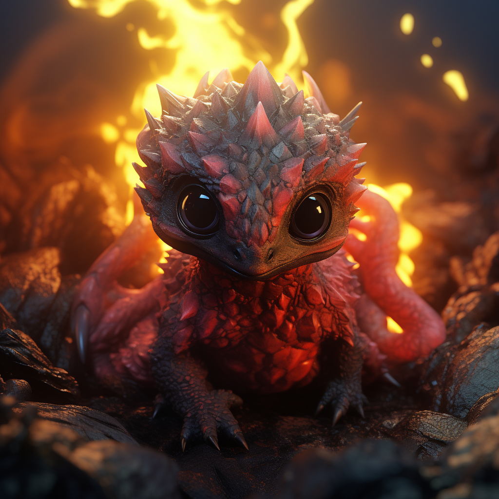 Cute baby lava wyrm digital art