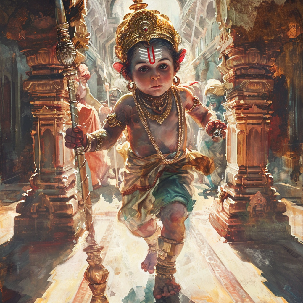 Baby Lord Hanuman Walking Inside Ram Temple