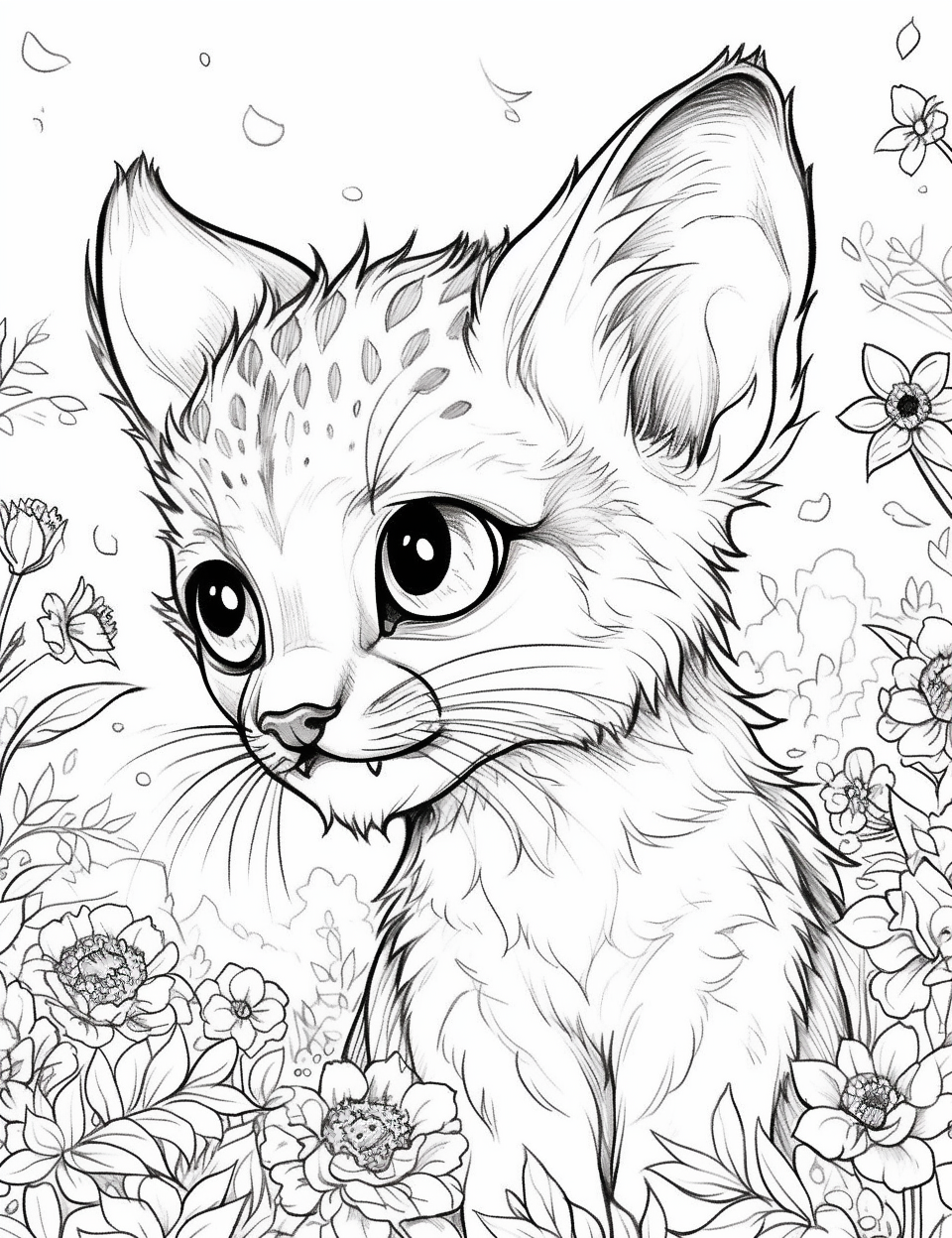 Cute baby lynx chibi with large eyes