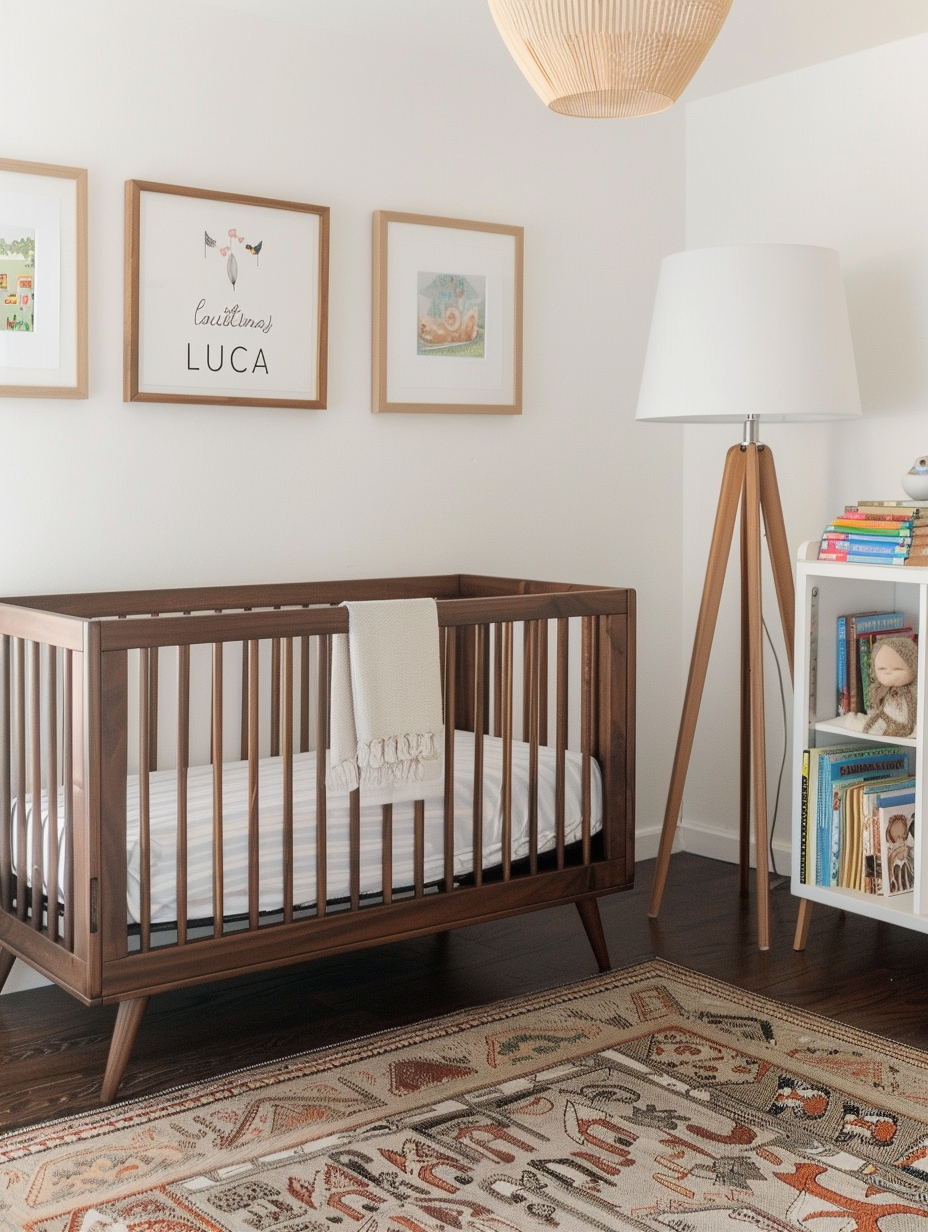 Baby nursery wall with crib Luca