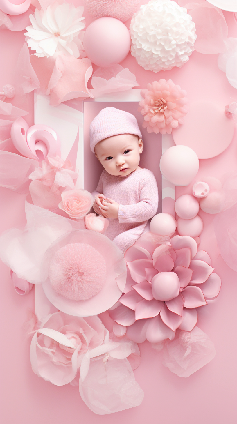 Adorable baby pink photo collage