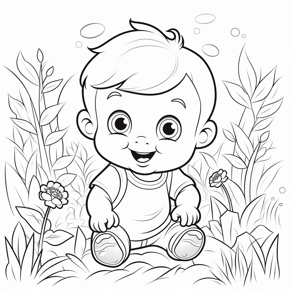 Baby Sneak in Grass Cartoon