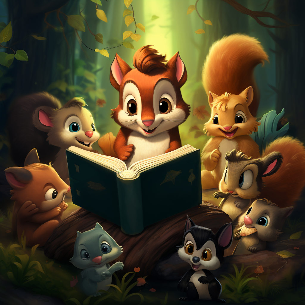 Baby squirrel and skunk teaching Bible