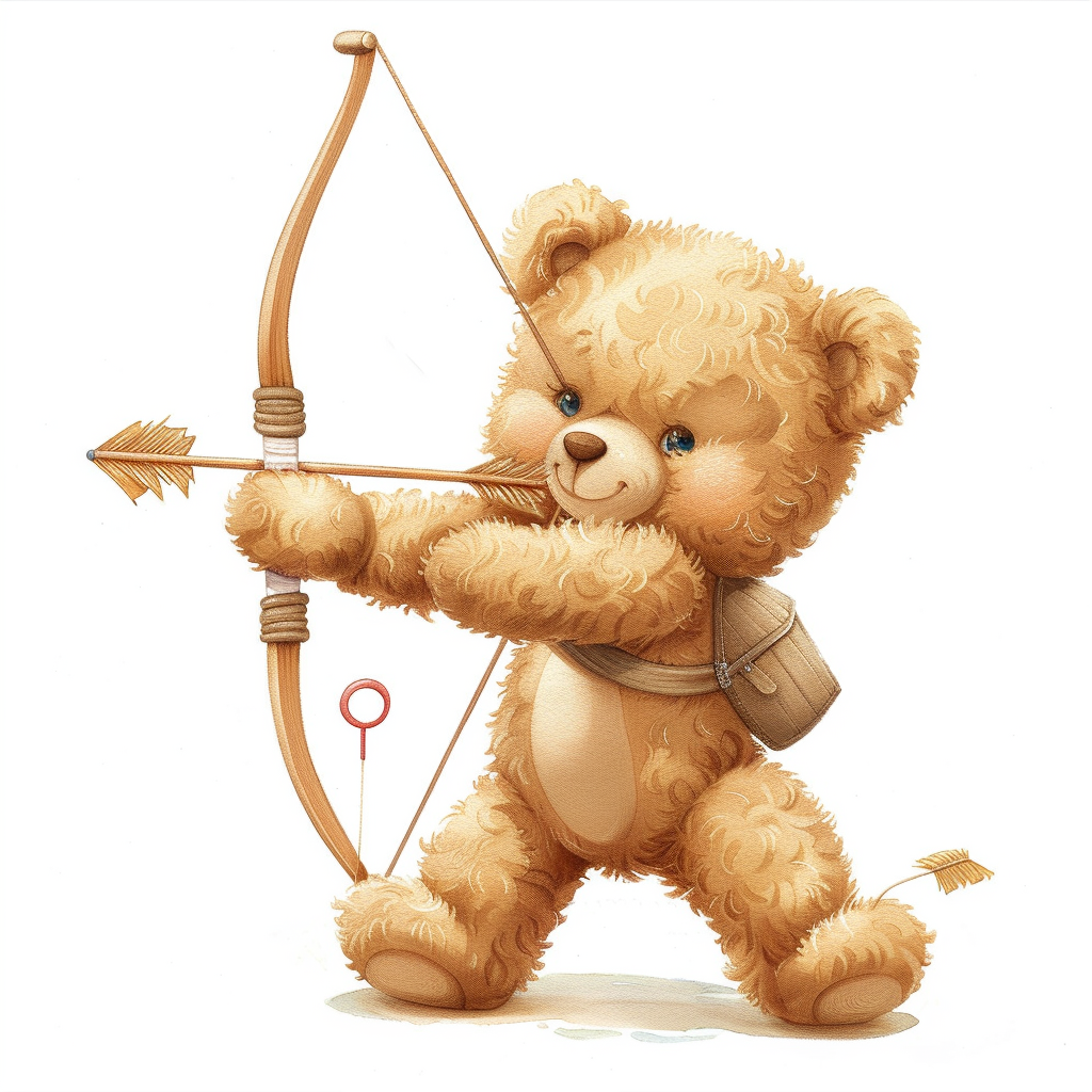 Smiling Teddy Bear Holding Arrow