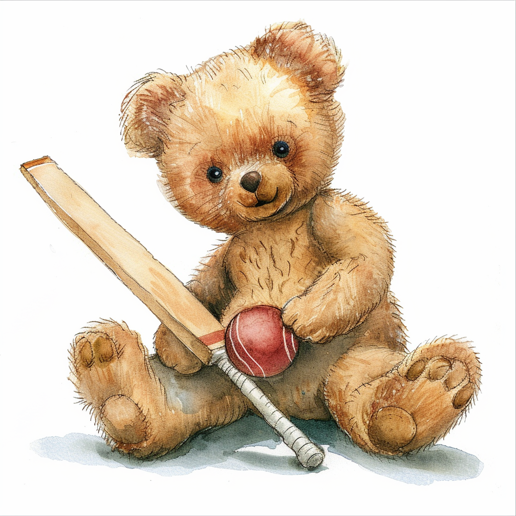 Smiling Teddy Bear Cricket Clipart