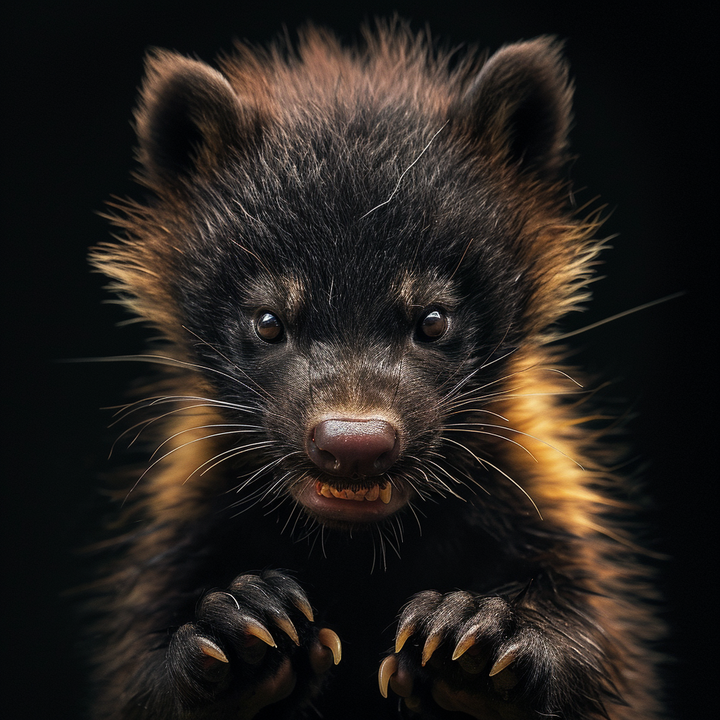 Baby wolverine with scary expression