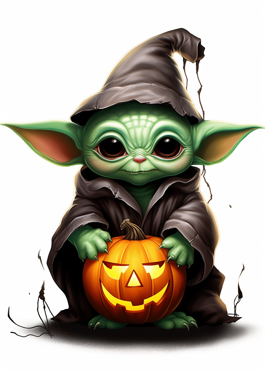 Baby Yoda in Halloween Style