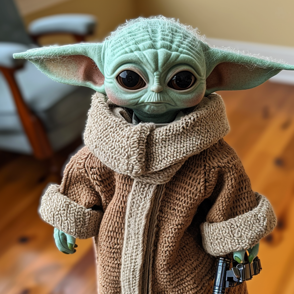 Baby Yoda knitted doll image