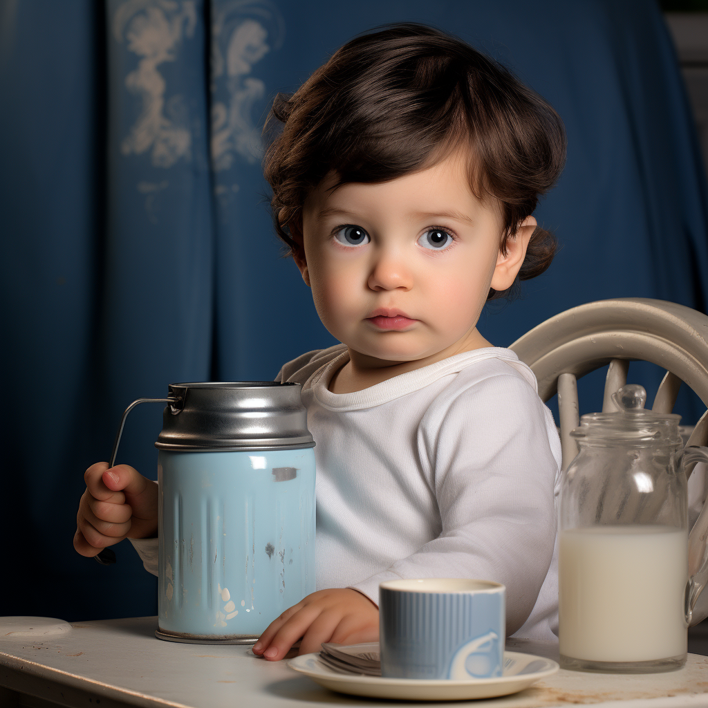 Cute Baby Drinking Sippy Cup Milk