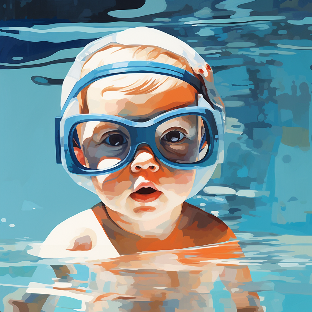 Baby in Floating Tube with Arm Bands and Goggles