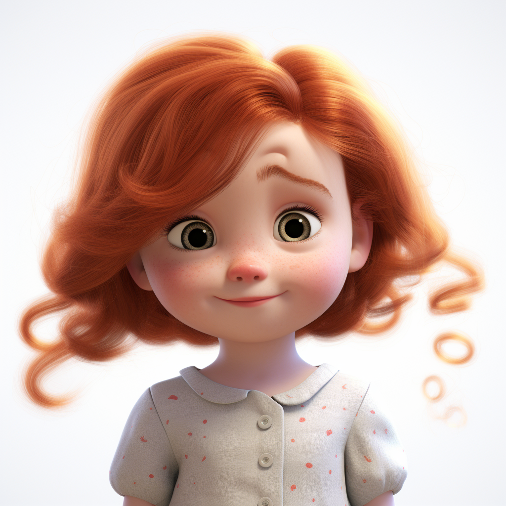 Cute baby girl with ginger hair and Pixar theme