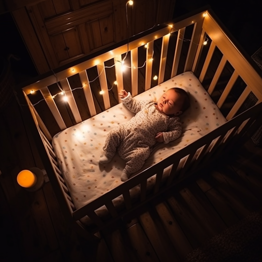 Baby girl peacefully sleeping in cozy crib