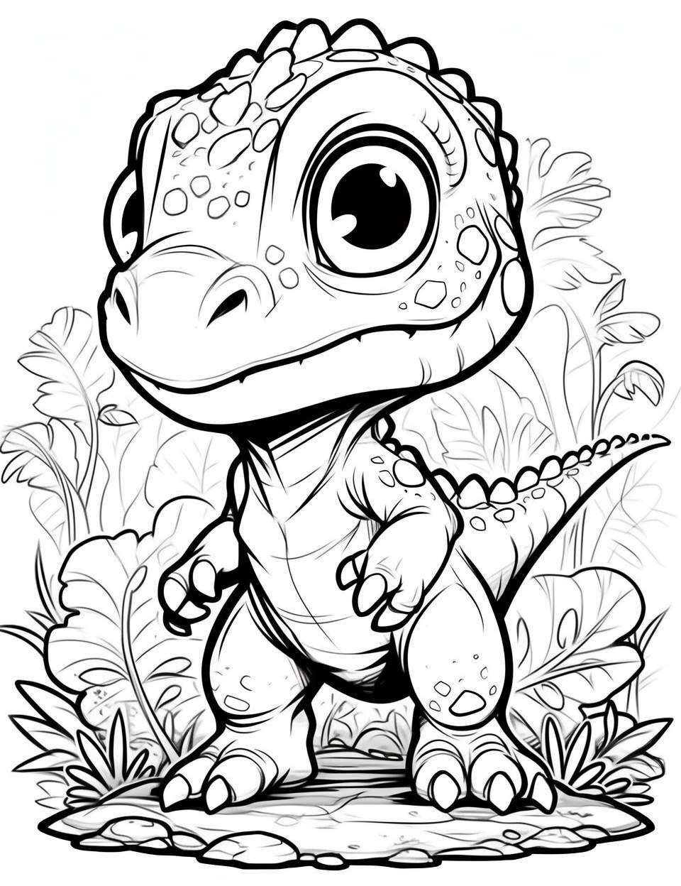 Adorable baby T-Rex dinosaur in chibi style