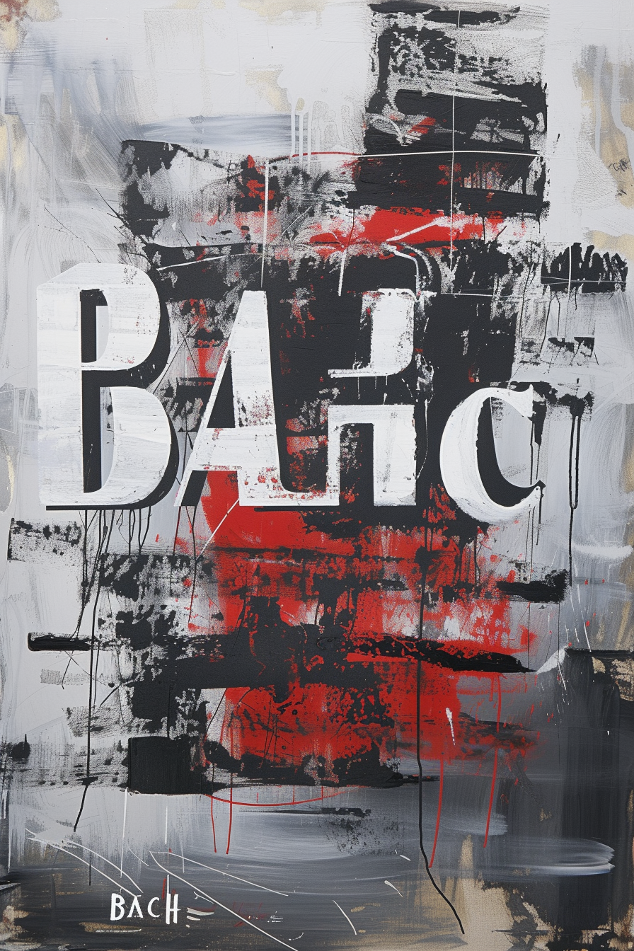 Typographic painting with  BACH  word