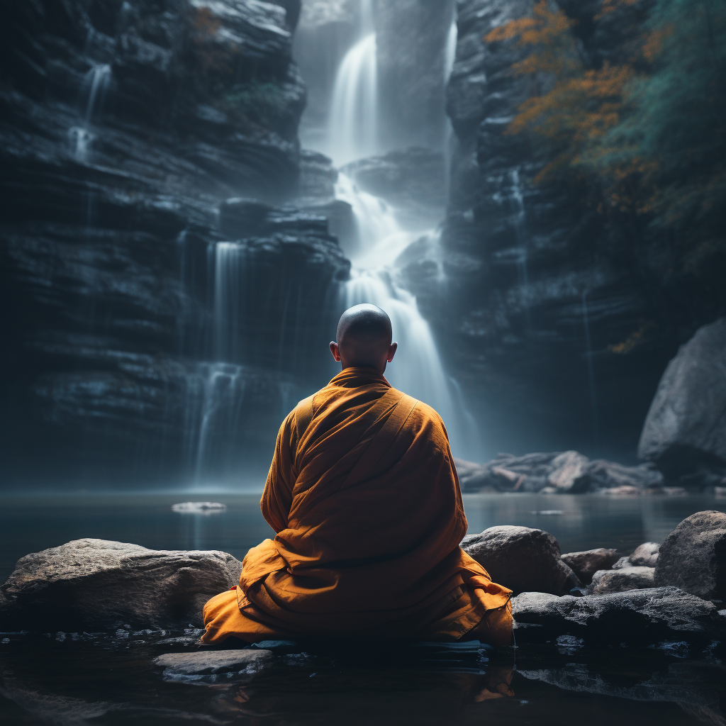 Buddhist monk meditating