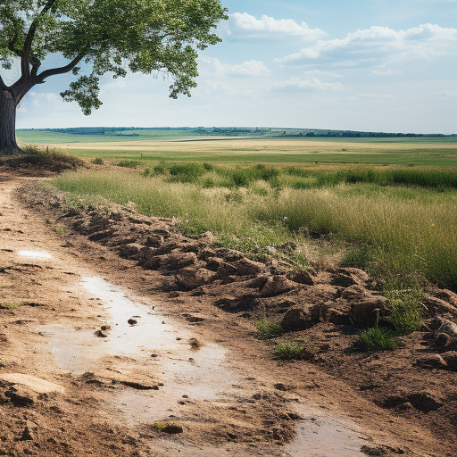 Tranquil summer scene with tree and blue sky