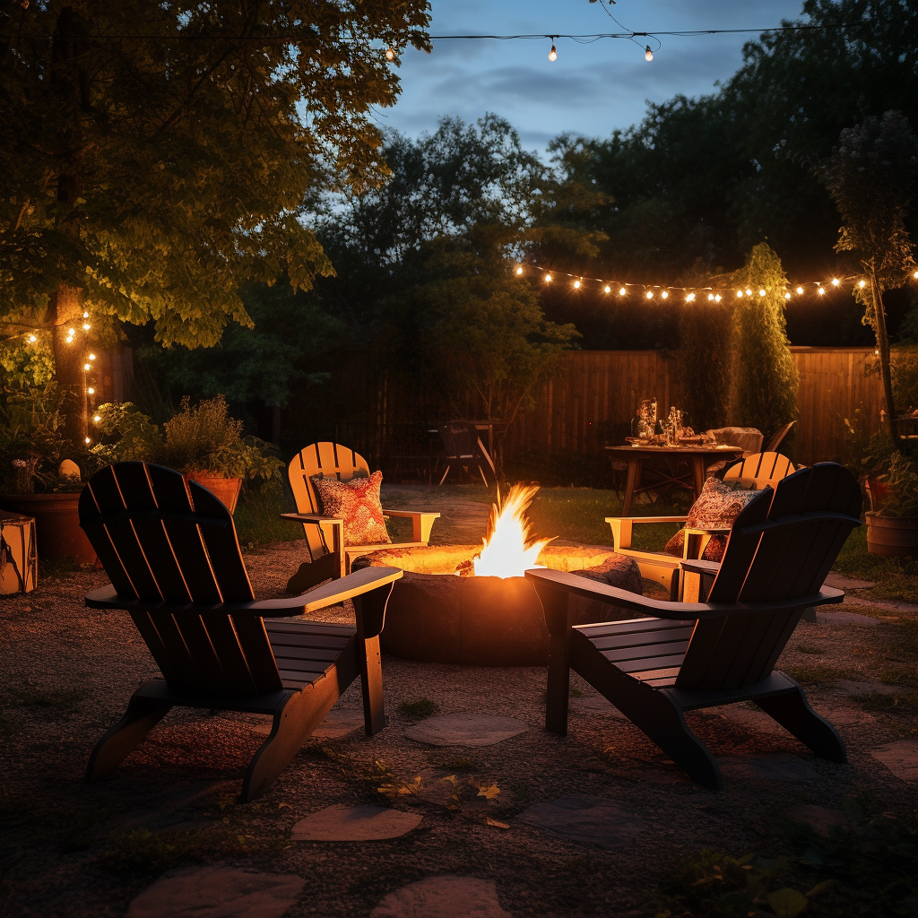 Outdoor seating around a fire pit