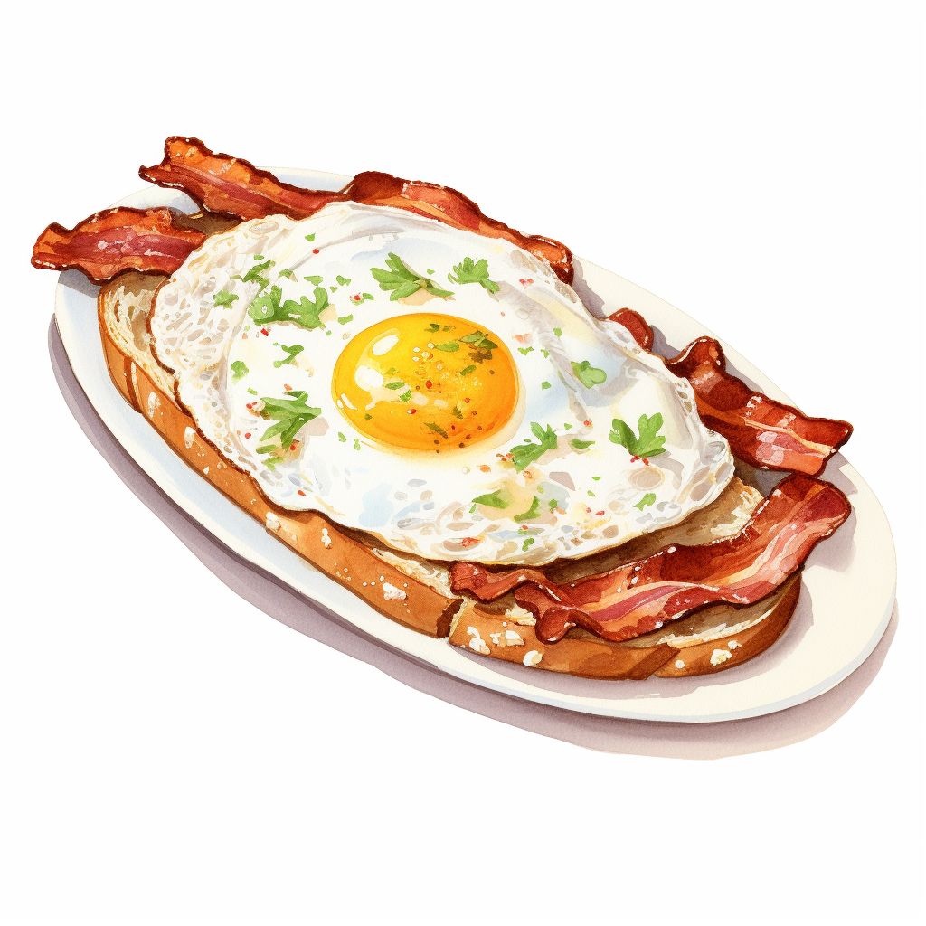 Stylish Ceramic Dish with Bacon Egg Toast