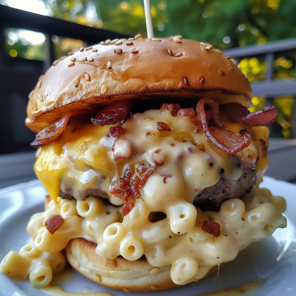 Bacon Macaroni Burger with Molten Cheese