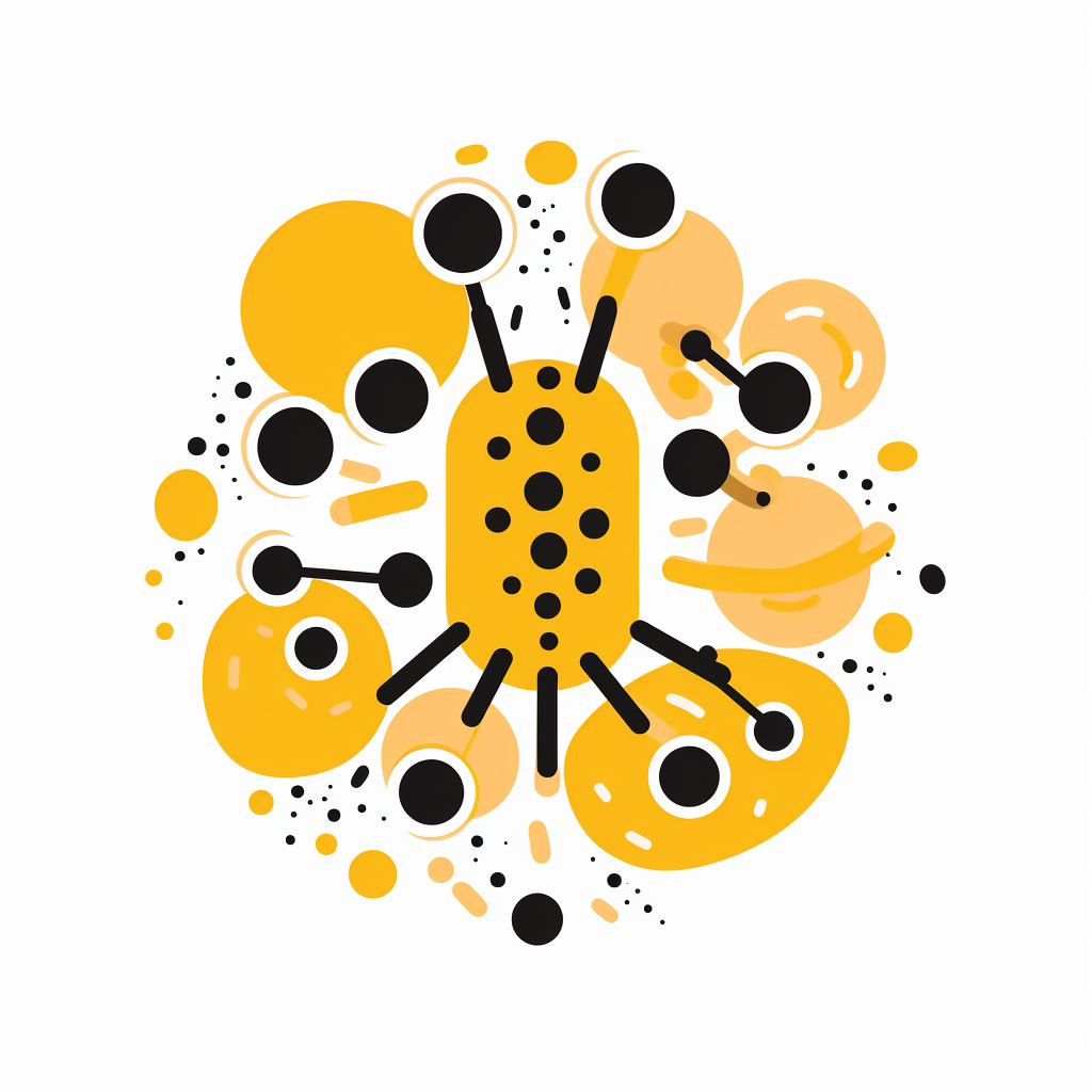 Iconic bacteria illustration in yellow and black