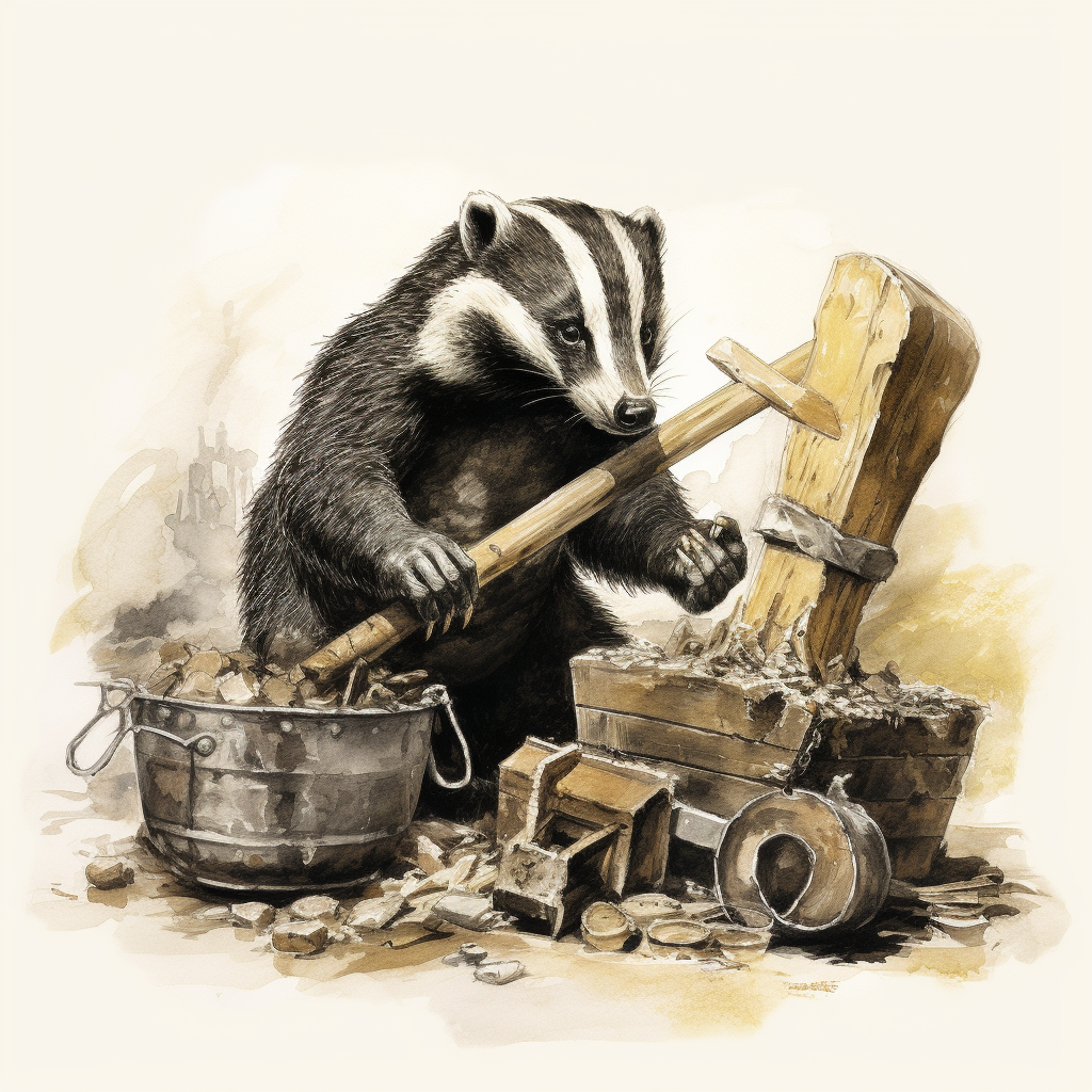 Cunning badger operating a catapult