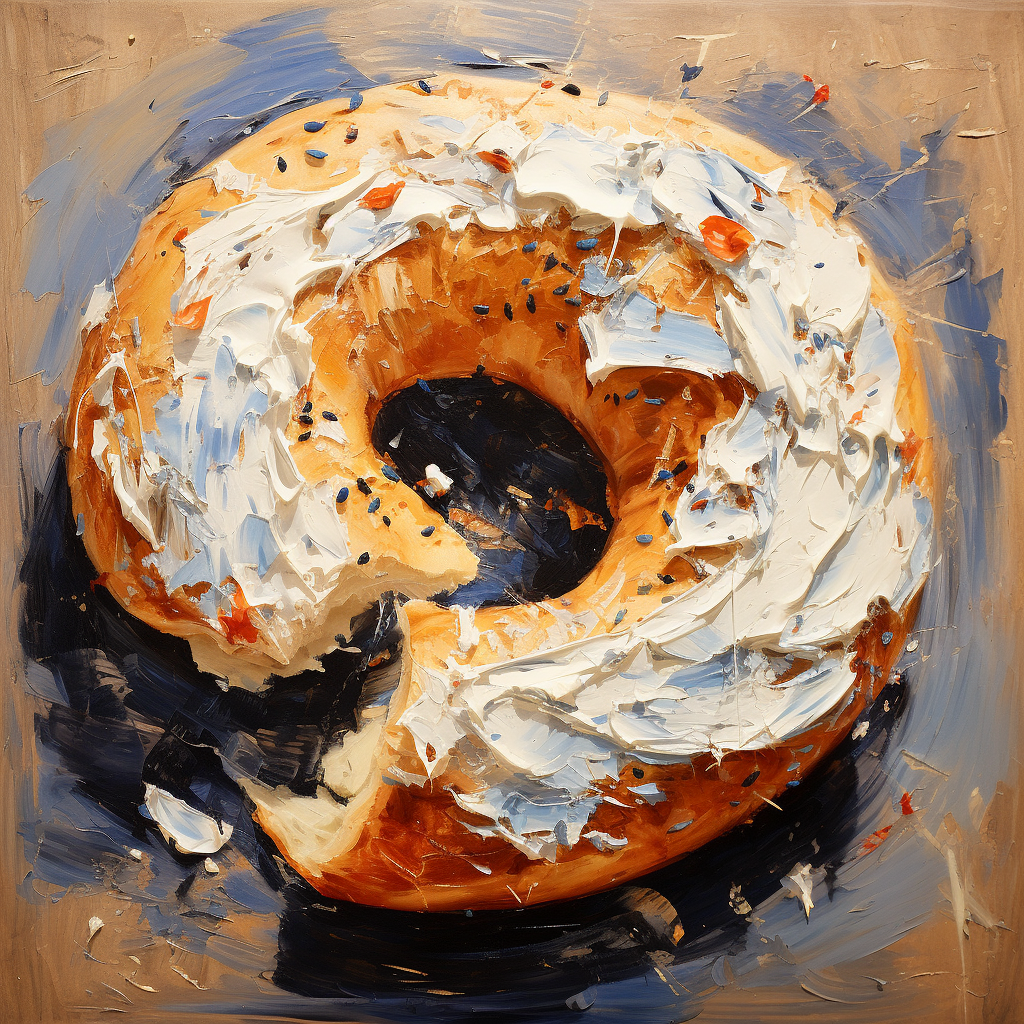 Bagel with Cream Cheese French Impressionist