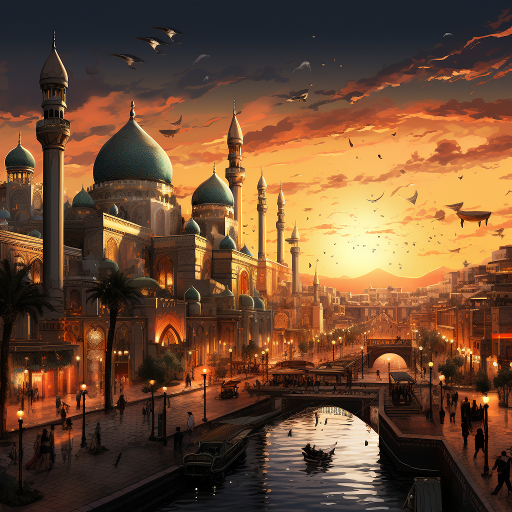 Beautiful digital illustration of Baghdad city