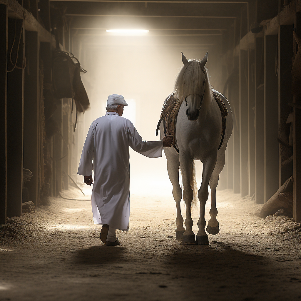 Bahrain grandfather and grandson holding hands