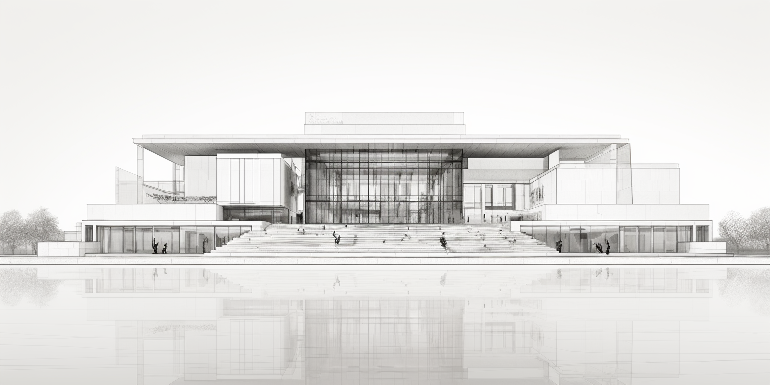 Hyper-realistic Bahrain National Theater Drawing