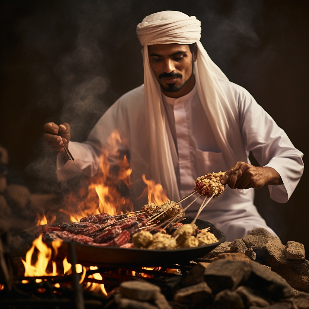 Delicious Bahraini kebab being cooked