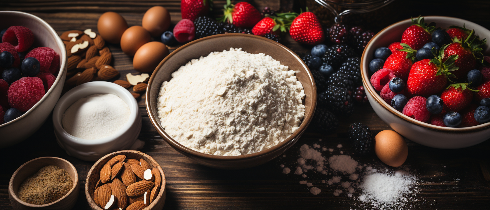 Assorted cake baking ingredients