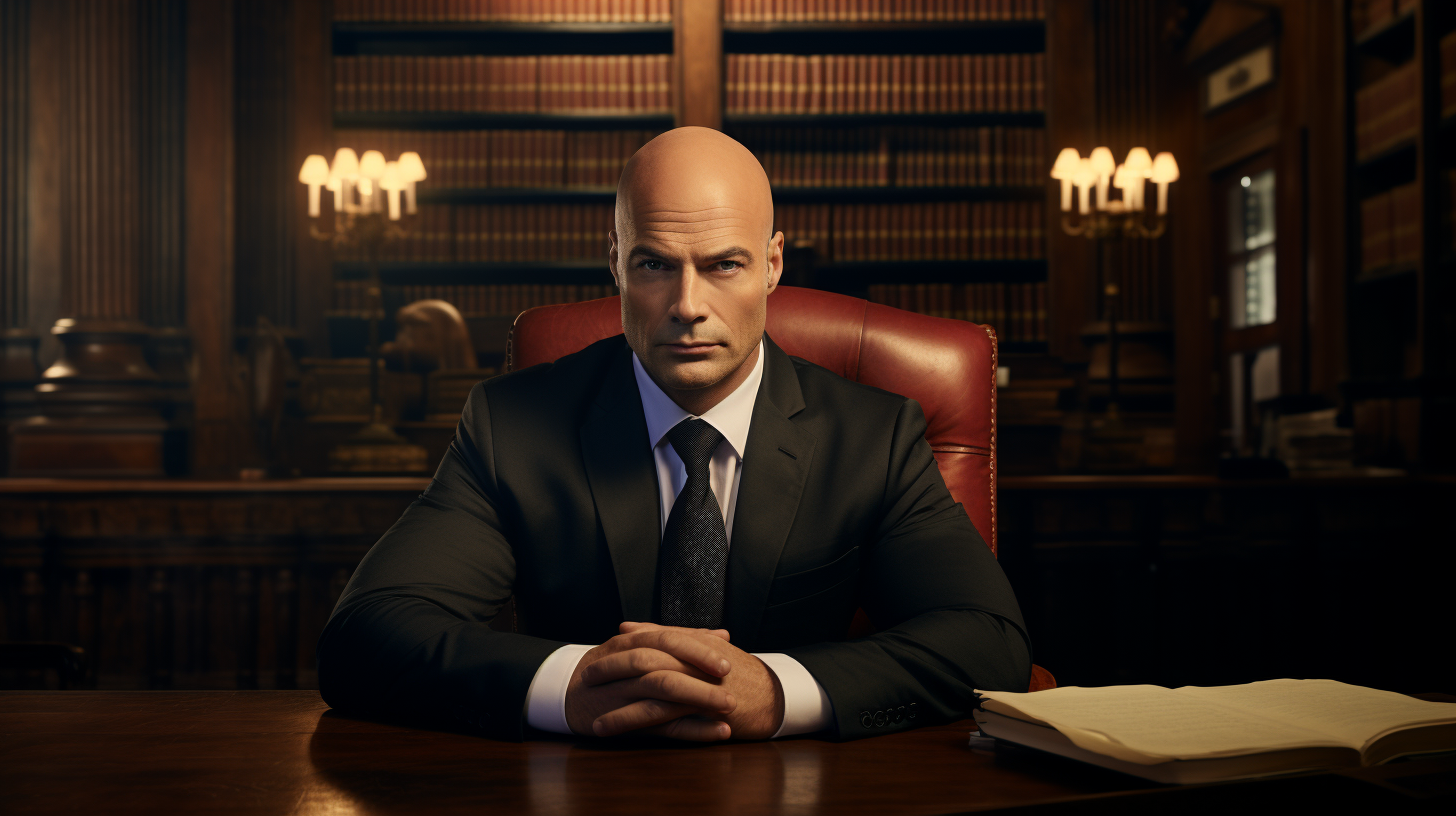 Bald man lawyer in law tv series