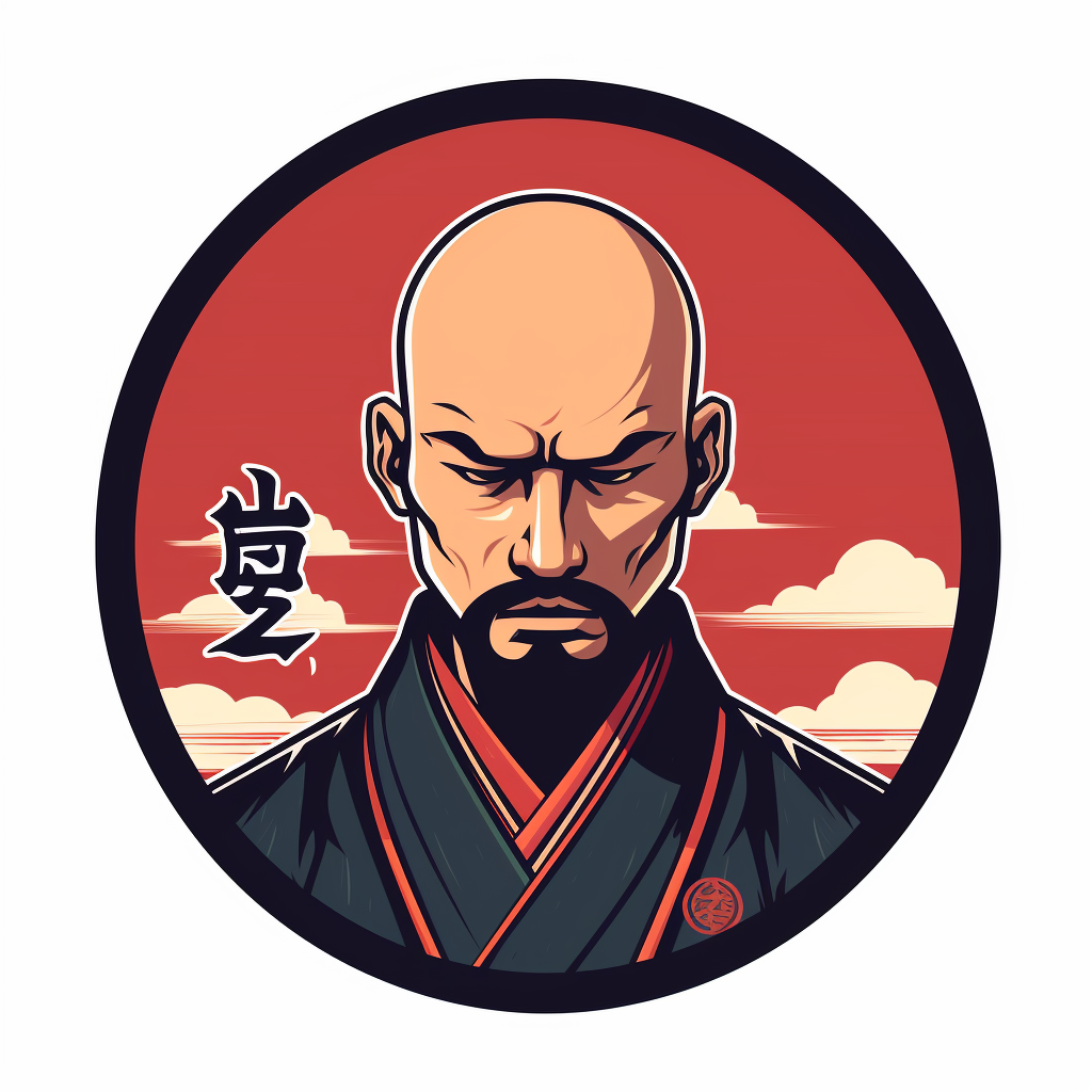 Bald Samurai with Short Beard Logo