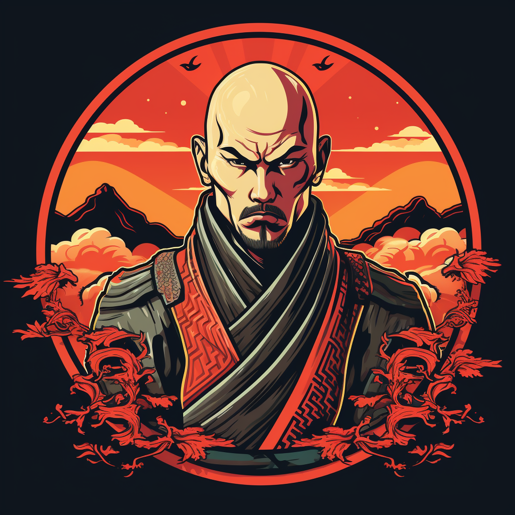 Bald shogun with sword logo