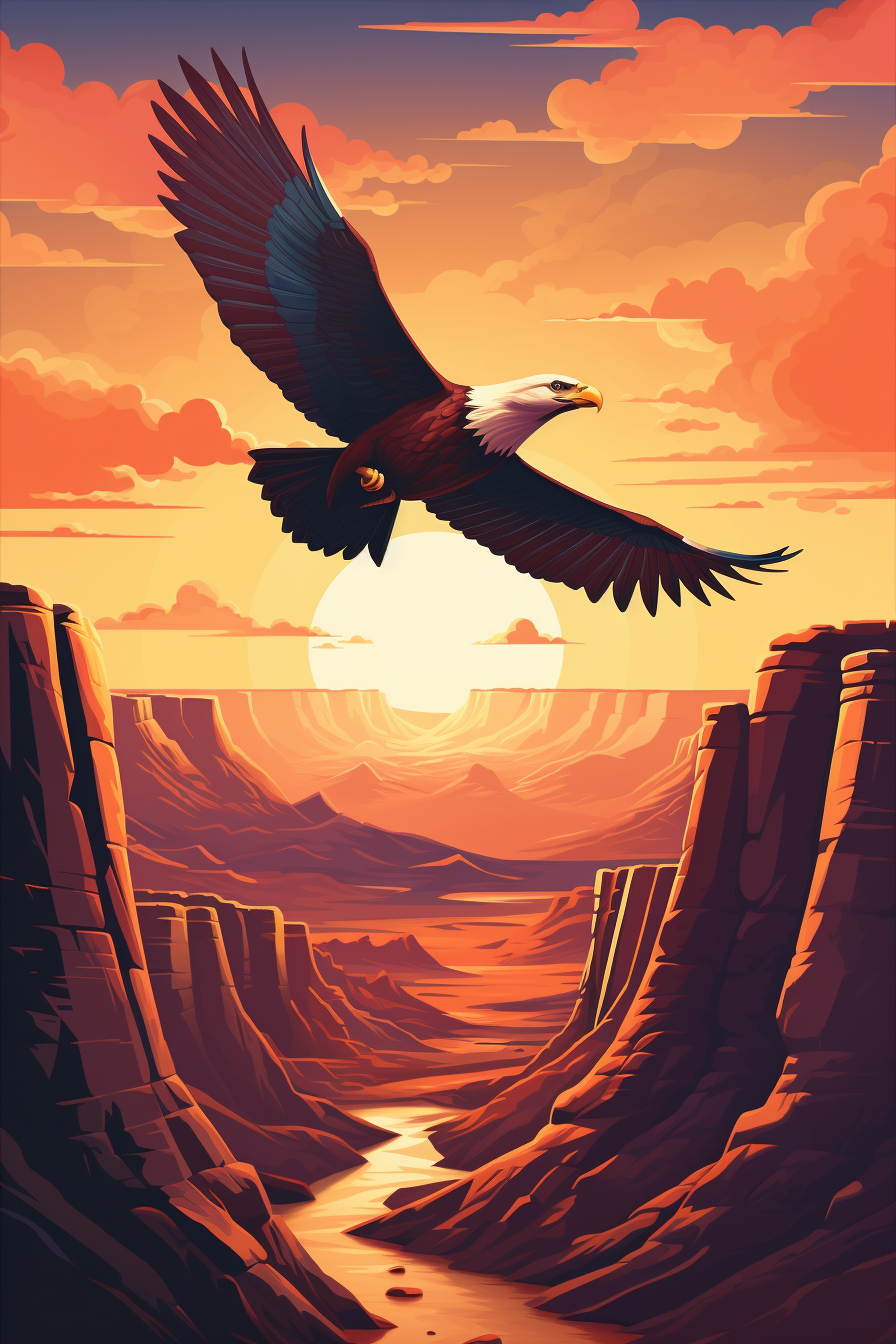 Illustration of Bald Eagle in Grand Canyon