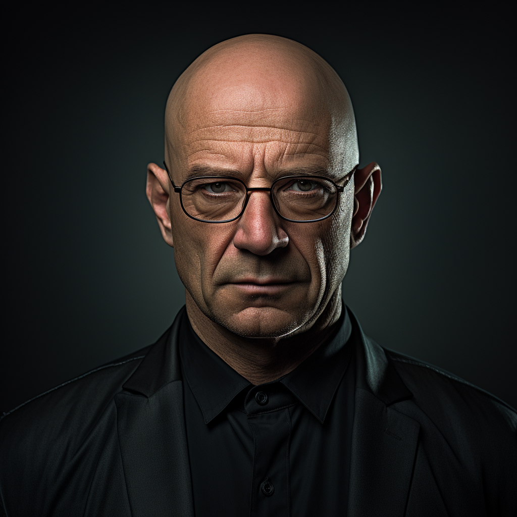 Bald man with glasses