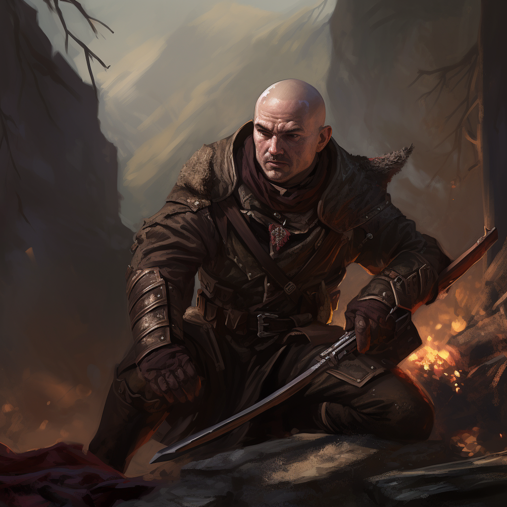 Evil Bald Shady Ranger Aiming Crossbow