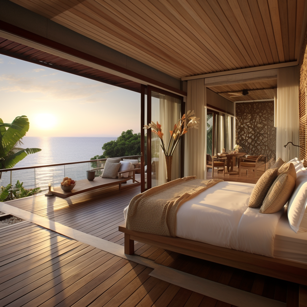 Balinese Bedroom with Private Balcony and Ocean Views