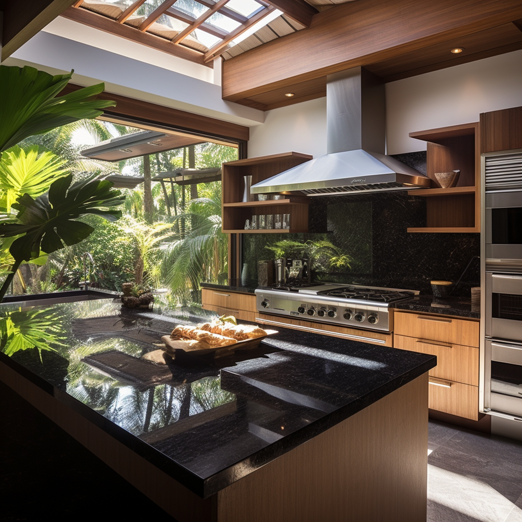 Elegant Balinese Kitchen with Modern Appliances