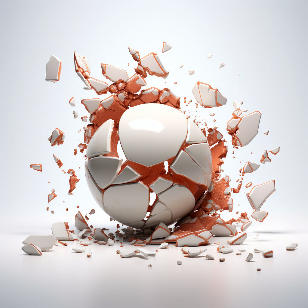 ball smashing ceramic surface