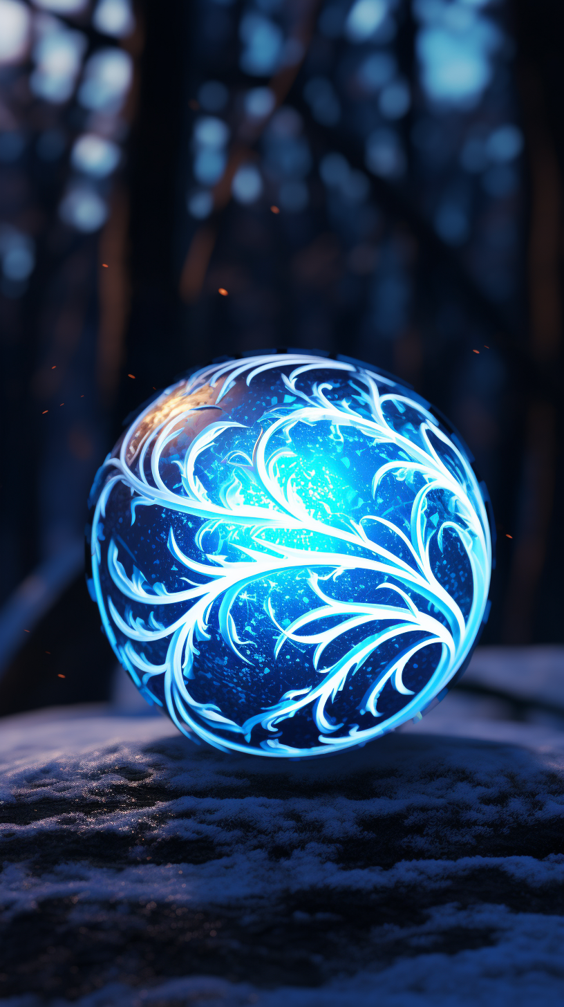 Wild Ornament Ball on Snowy Nature Background