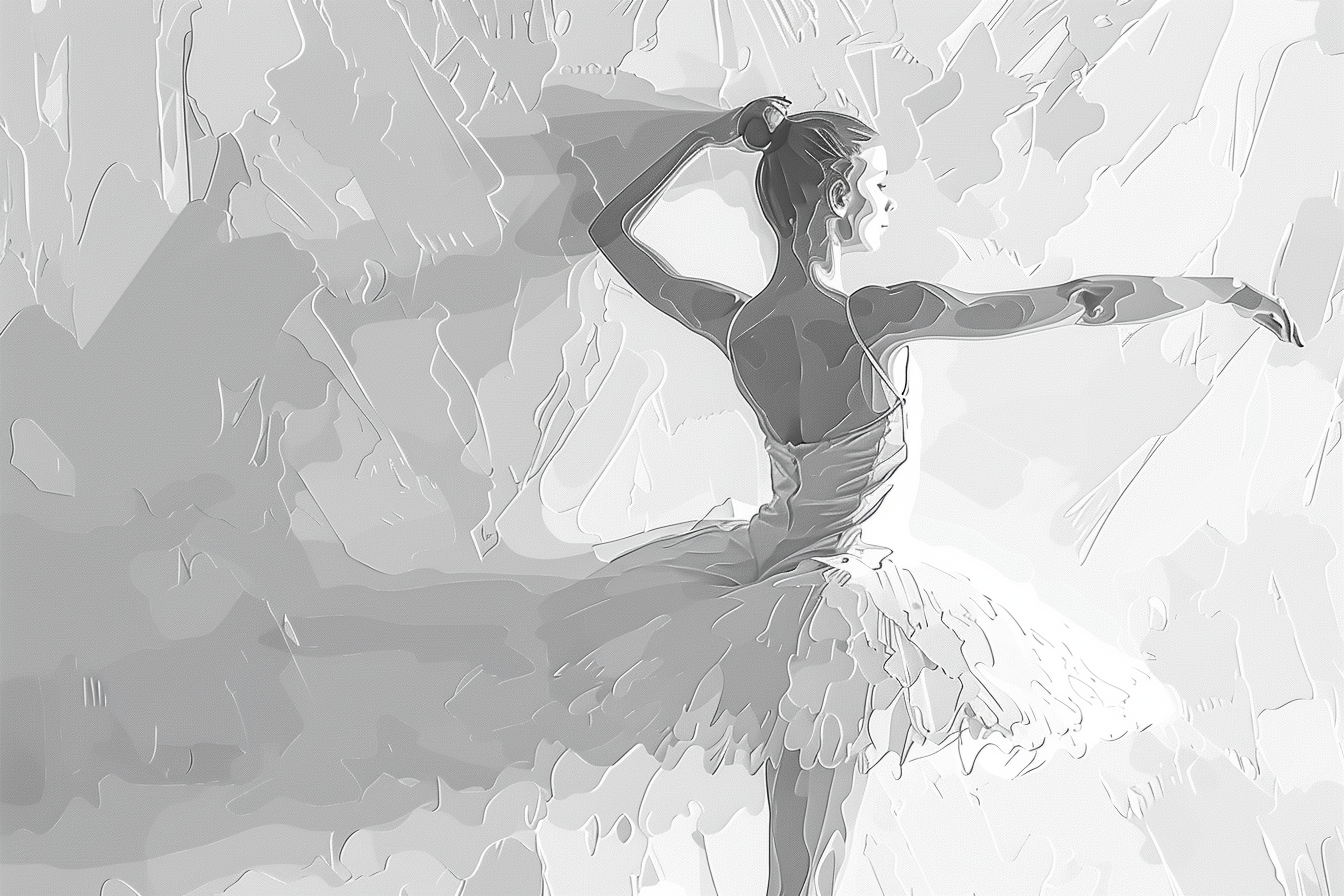 Ballerina Line Art Gray Scale