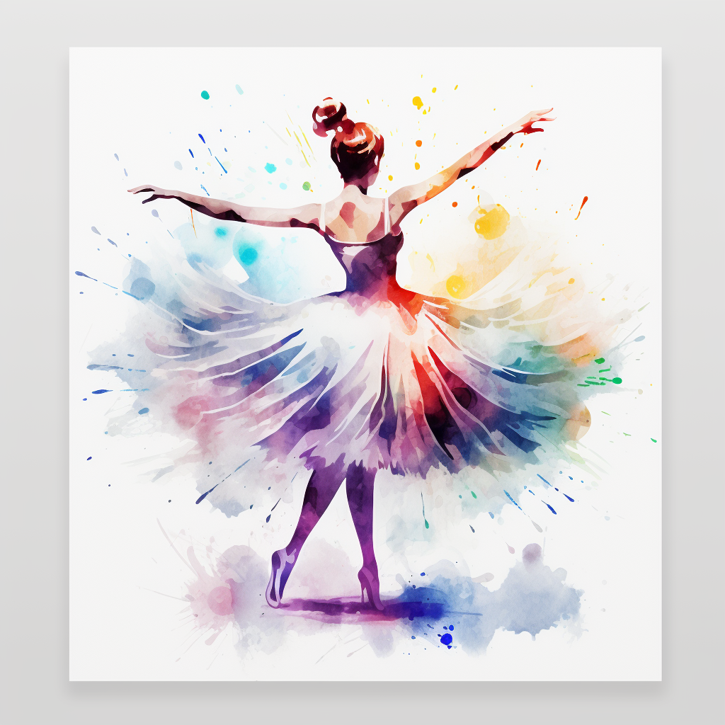 Ballet dancer in watercolor with bright colors