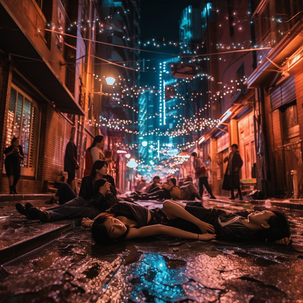 Ballet dancers in city laneway performance