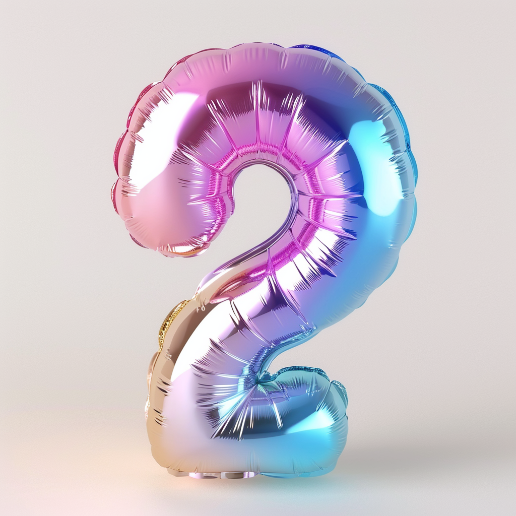 3D balloon inflatable number 2 in pastel colors