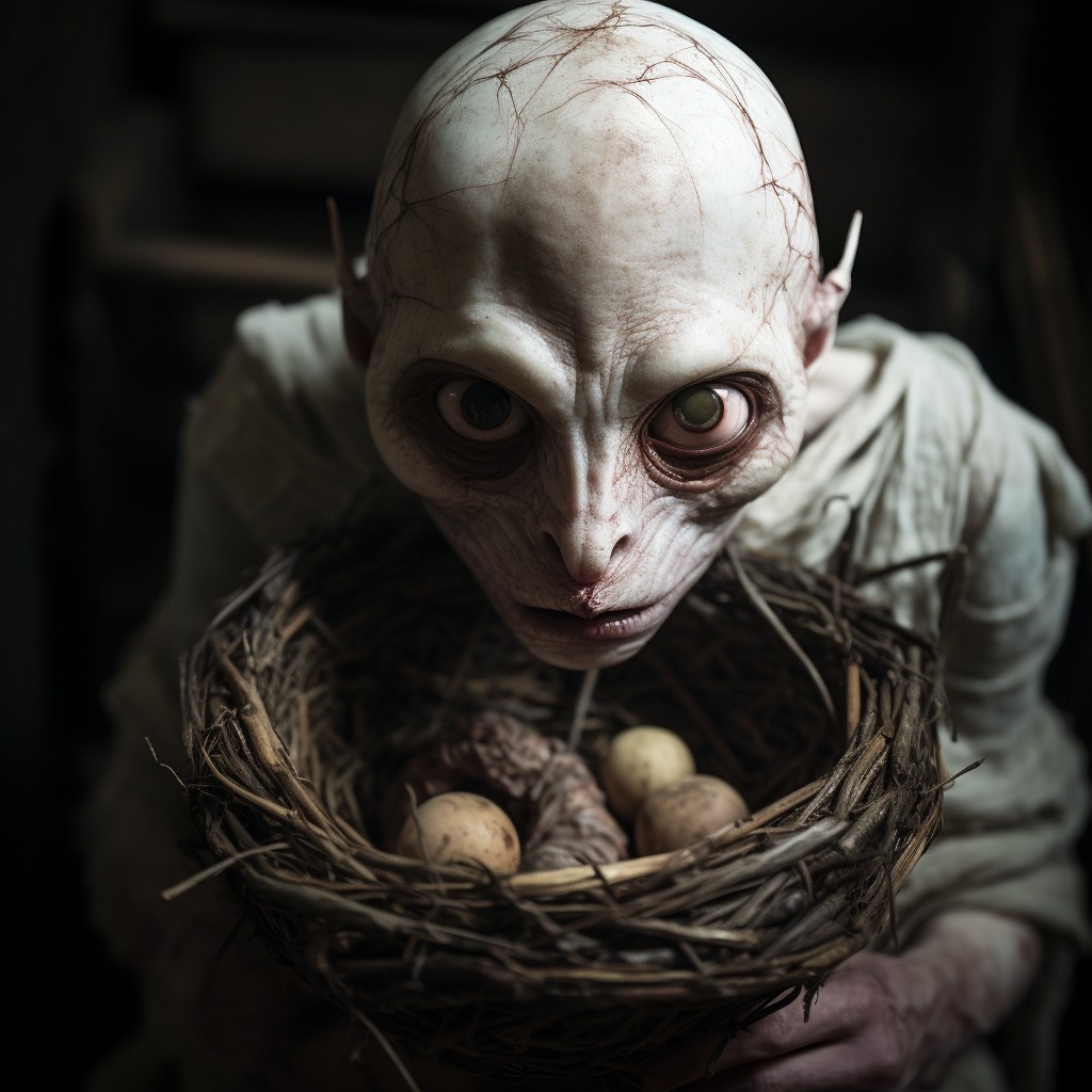 Balut Zombie with Dark Eyes and Basket