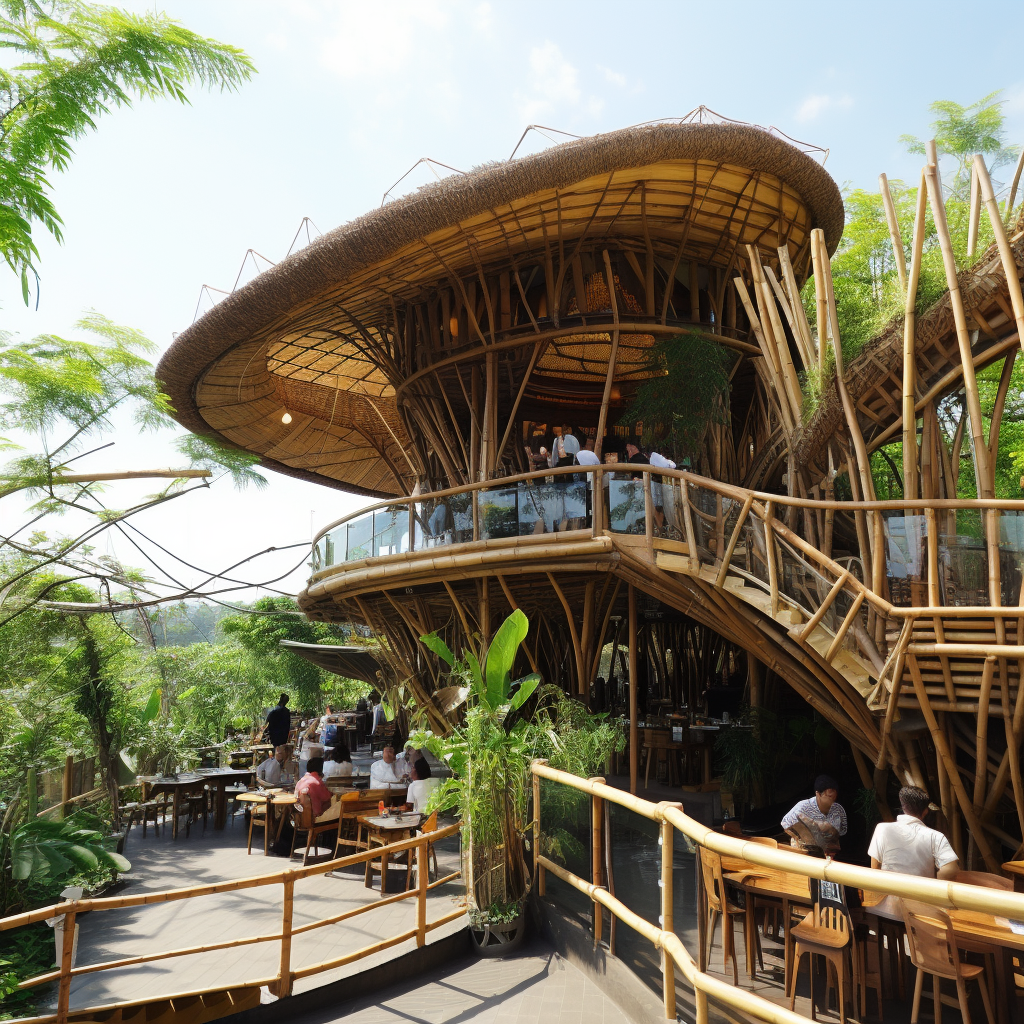 Unique bamboo cafe with stunning architecture