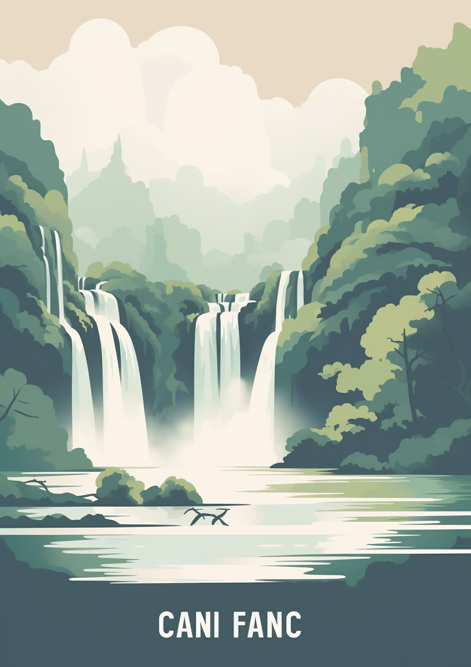 Ban Gioc Waterfall Vector Travel