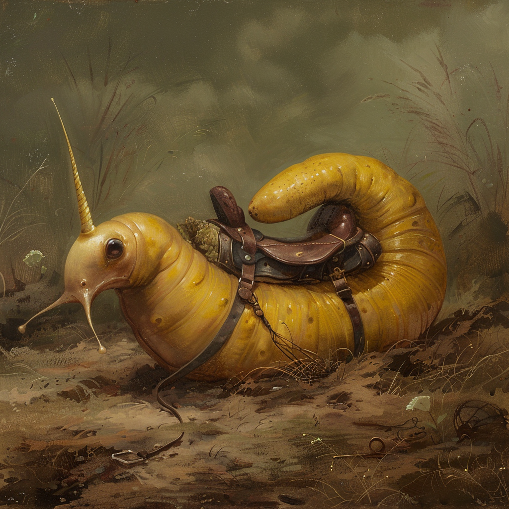 Banana slug with horse saddle